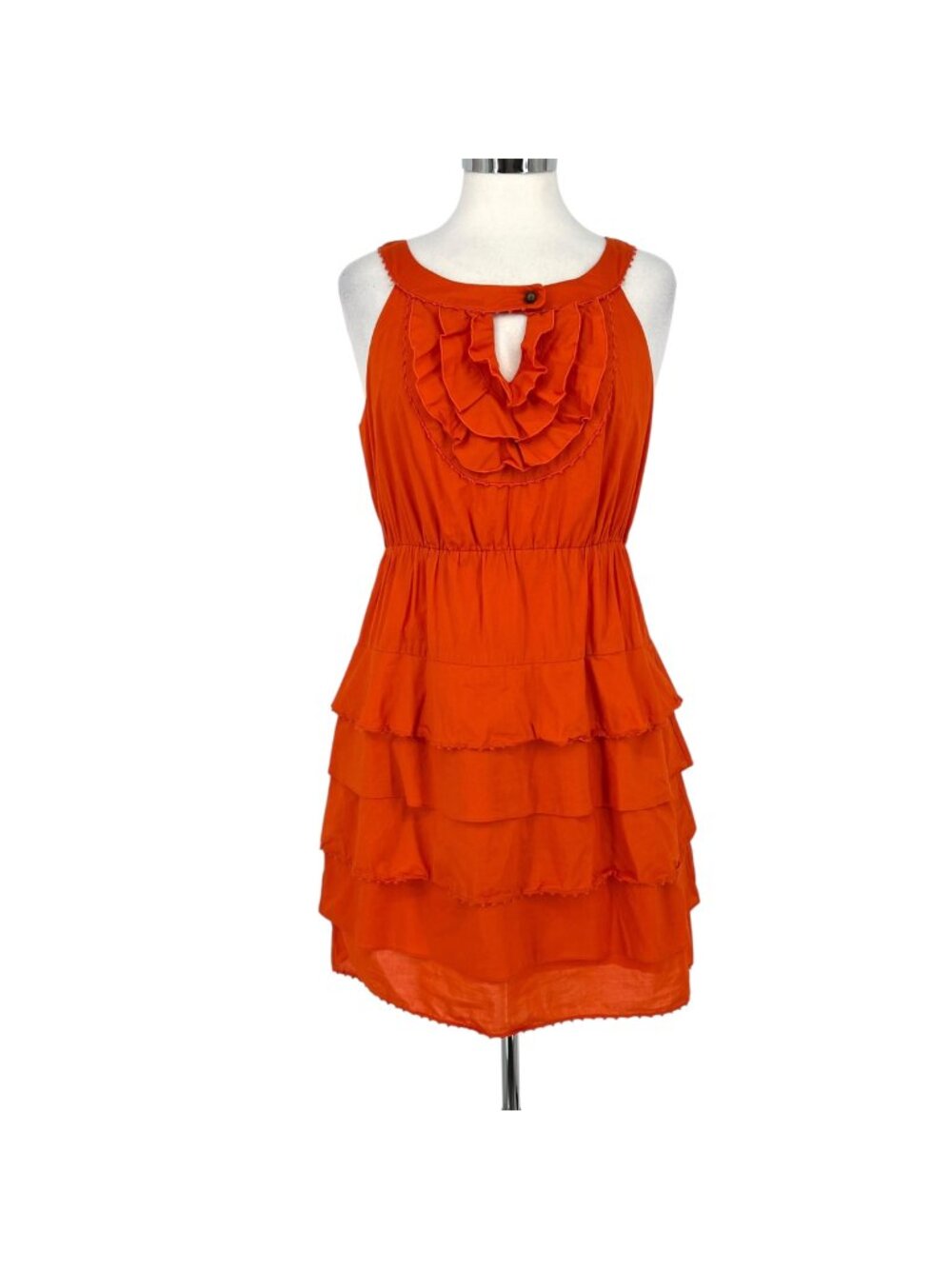 Maeve Anthropologie Terrasina Sleeveless Tiered Ruffle Mini Dress Orange Size XS